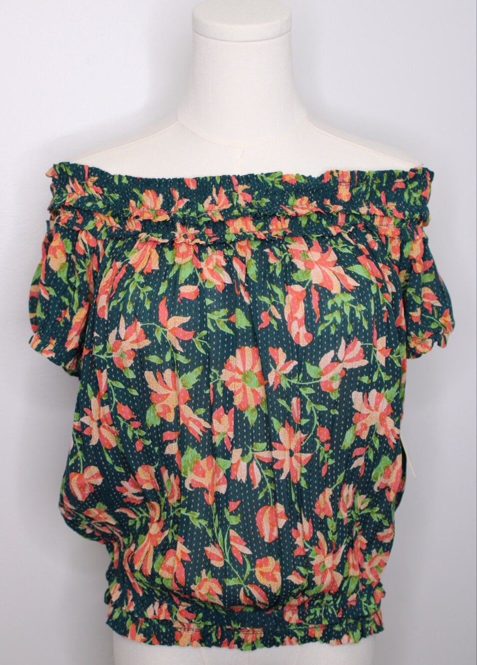 Free People FP Suki Top Off Shoulder Floral Garden Combo Women’s Sz M - NWT!